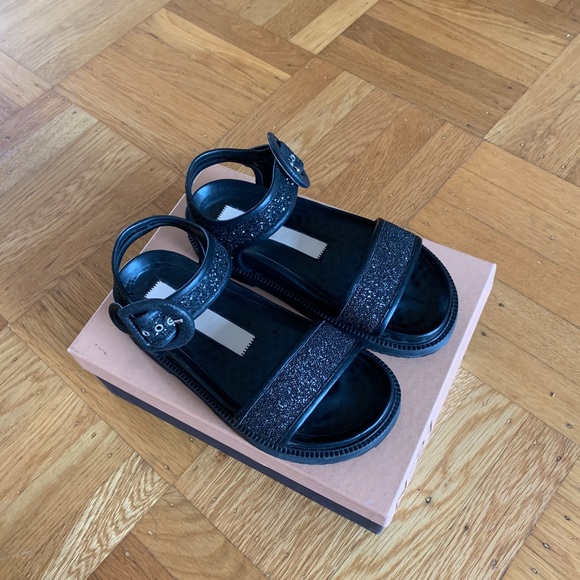 KHAITE Shoes - No 21  black leather glitter buckle dad sandals